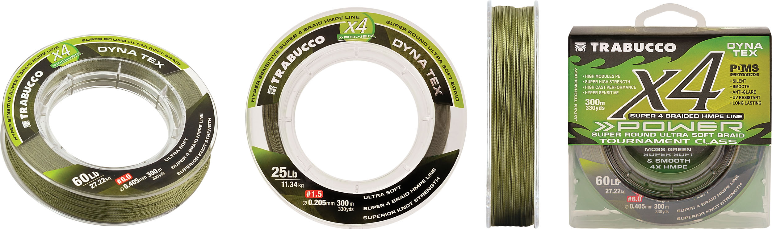 Trabucco Dyna Tex X4 Power 300m 0.435mm MOSS GREEN